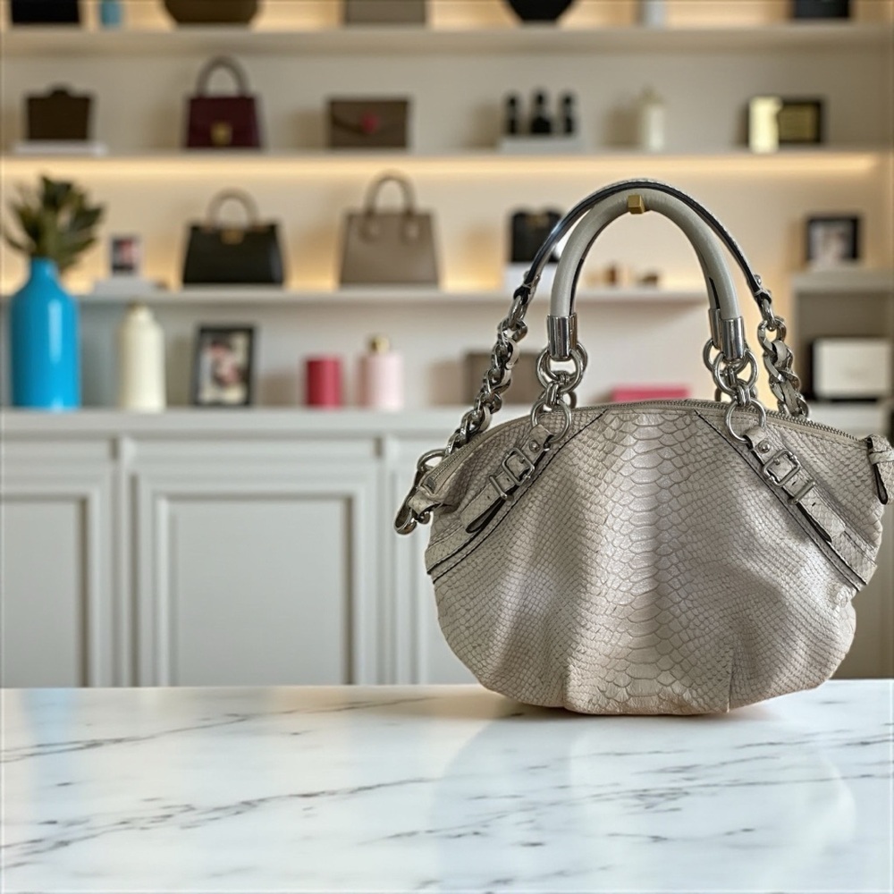 Coach Madison Sophia Textured Python Leather Satc… - image 2